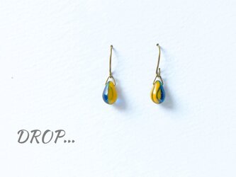 d63-A36【イエロー×ブルー】しずくドロップのシンプルピアス(パーツ変更可能)の画像