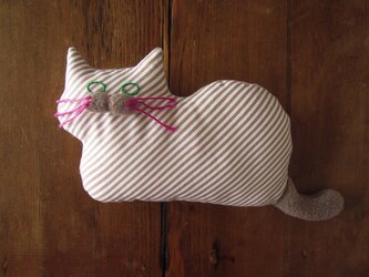 再販 >> " Stickitten" kitten loaf USAコットン／Diagonal Stripes ブラウンの画像