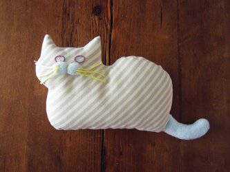 " Stickitten" kitten loaf USAコットン／Diagonal Stripes グレーの画像