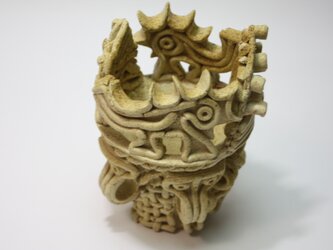 縄文土器型花器　オブジェ(縄文土器)　（L054）の画像
