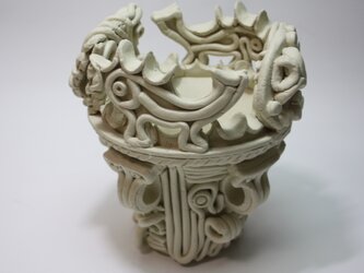 縄文土器型花器　オブジェ(縄文土器)　（L057）の画像