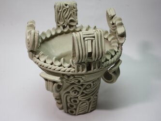 縄文土器型花器　オブジェ(縄文土器)　（L060）の画像