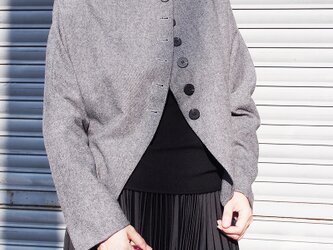 【新作】斜文織り ウール混 レトロ＆モード ショートジャケット21022の画像