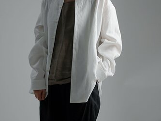 【wafu】Oversized Linen shirt　比翼ビックシャツ 男女兼用 / 白色 t021e-wht1の画像