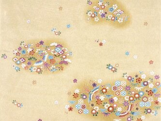 風呂敷　ちりめん　雲取華紋　レーヨン100％ 　クリーム　68cmx68cmの画像