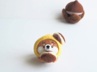 【受注製作】なりきり栗どら焼きのまゆ柴犬(赤柴・黒柴・白柴)　羊毛フェルトの画像