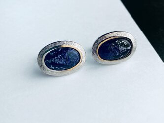 銀河【アメジスト Amethyst】七宝焼のカフスボタン カフリンクス  純銀箔ちらし七宝の画像