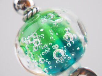 しゅわしゅわとんぼ玉のかんざし　黄緑✕青緑　二本足の画像