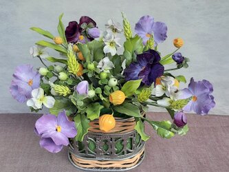 青モーヴ（紫色）パンジーの画像