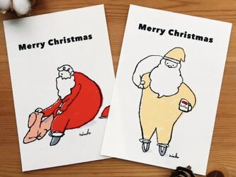 【クリスマスカード】赤と黄色＊サンタクロース＊ポストカードの画像