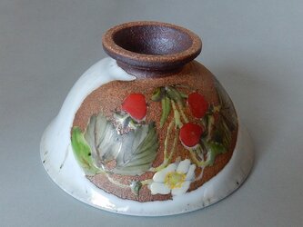 釉描彩苺図飯碗の画像