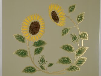 漆の天井絵　山鳩　向日葵の画像