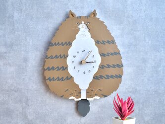 ノルウェージャン・フォレスト・キャット＊ビッグサイズの時計 木製 振り子時計 掛け時計の画像