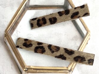 【iichi限定セット】2個セット！ヒョウ柄　レザー　ヘアクリップ　ハラコ/の画像