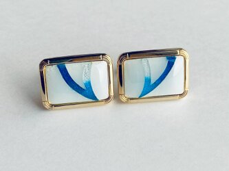 ハレー【アクアマリン Aquamarine】カフスボタン カフリンクス 純銀胎有線七宝 18kgfの画像
