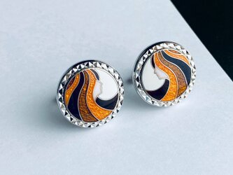 横顔 【ゴールド Gold】 七宝焼のカフスボタン カフリンクス 丹銅メタル七宝の画像