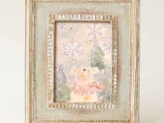 小さな絵『スノーフレークと赤いマフラー』原画の画像