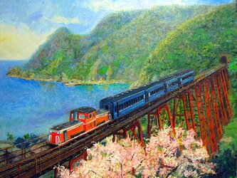 旧余部鉄橋を渡るＤＤ51の画像