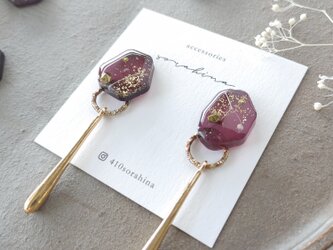 "想いを込めて…"　レジン　大ぶり　ボルドー　2way　大人キレイめピアス／イヤリングの画像