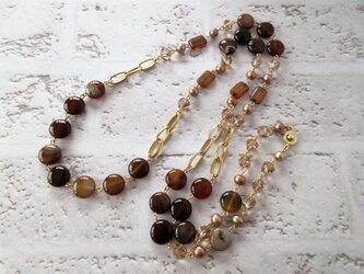 Necklace　アゲート　淡水パール（N1251)の画像