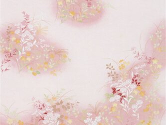 風呂敷　ちりめん　花背　レーヨン100％　ピンク　68cmx68cmの画像