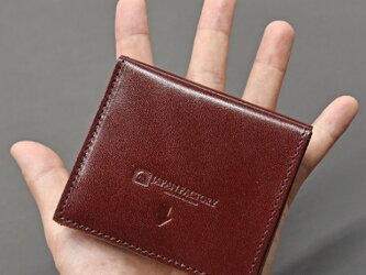 栃木レザー 薄い蓋のない財布 四角い コンパクト財布 ミニ財布 二つ折り財布 ギフト 財布 ワイン JAW020の画像