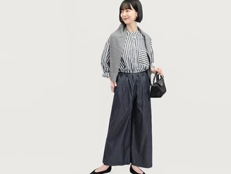 岡山デニム 毎日を上質に心地よく 色落ちしない濃紺 ワイドパンツ ●IRIS-WP●