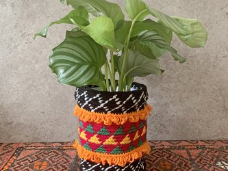 ラマラマバスケット 手編み 鉢カバー モロッコテキスタイルの画像