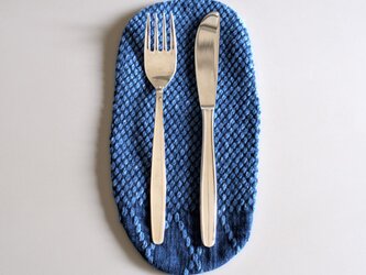 うしじま縫製　|　武州正藍染　カトラリーコースター（小）　二重刺子　ブルーの画像