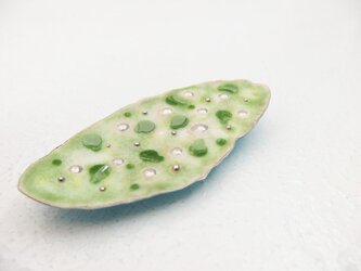 七宝ブローチ　春のおとしもの　緑の画像