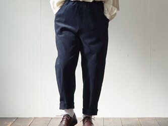 【股下５５ｃｍ】コーデュロイペッグトップパンツ［ネイビー］の画像