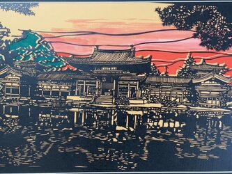 切り絵　水面に浮かぶの画像