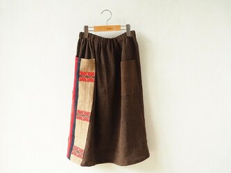 手織り木綿＋ナガ族布のスカートの画像