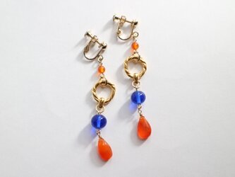 Vintage blue glass &Carnelian earringの画像