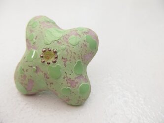 七宝ブローチ　Powder of Flower　桃緑の画像