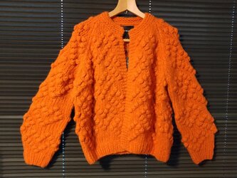 アルパカ手編みカーディガン　オレンジの画像
