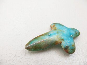 七宝ブローチ　はなのうてな【緑色】の画像