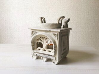 薪ストーブ型茶香炉オブジェ/シャビーシック　ホワイトの画像