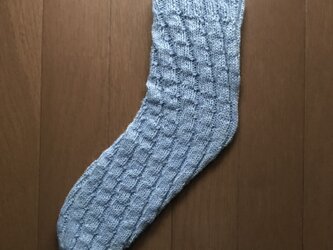 手編み靴下(フリーサイズ)　スカイ　の画像