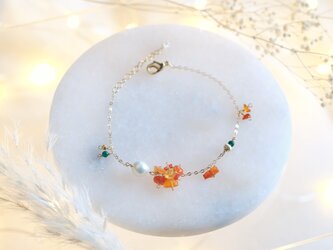 fire opal bracelet：ファイヤーオパール　チェーンブレスレット　天然石　オレンジの画像