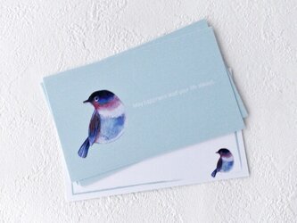 メッセージカードセット（小鳥ブルー・5組+1枚）の画像