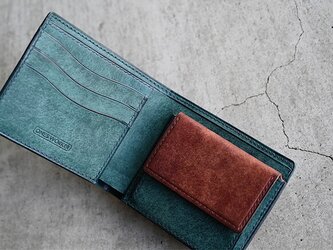 プエブロ スクエア型二つ折り財布【ペトローリオ×タバコ】　ハーフウォレット　コンパクトウォレットの画像