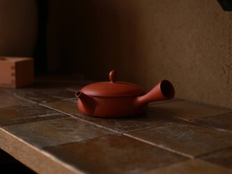 美味しいお茶が淹れられる平急須・愛知県常滑産・玉光窯さんのつくる常滑急須・朱泥・平・150ccの画像