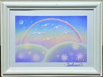 冬のパステルアート　夜明けの虹　パステル画原画の画像