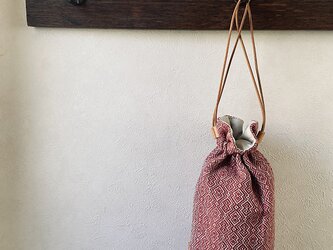 再出品　pouch[手織り巾着ポーチ]レッドの画像