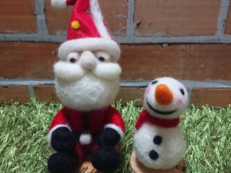 サンタクロース 雪だるま クリスマス 愛犬  愛猫 うちの子 オーダー ペット プレゼント 羊毛 フェルト羊毛フェルトの画像
