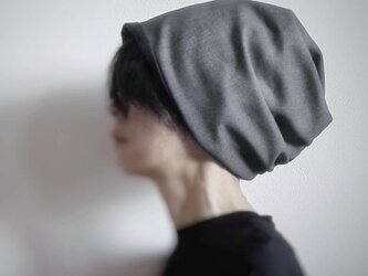 ターバンな帽子　グレー+黒　送料無料の画像