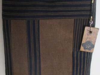 ５９４８　酒袋と縞柄の着物で作ったショルダーバック　＃送料無料の画像