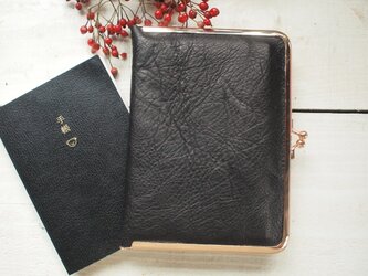 本革金色の口金　ほぼ日OK・手帳・母子手帳・ブックカバーにも　10の画像