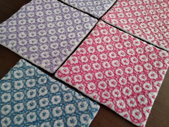 手縫い☆刺し子のコースター5枚セット（受注生産）の画像